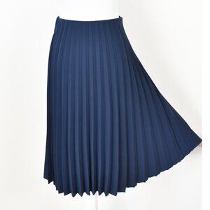 Everlane Pleated Navy Blue Midi Skirt - 2